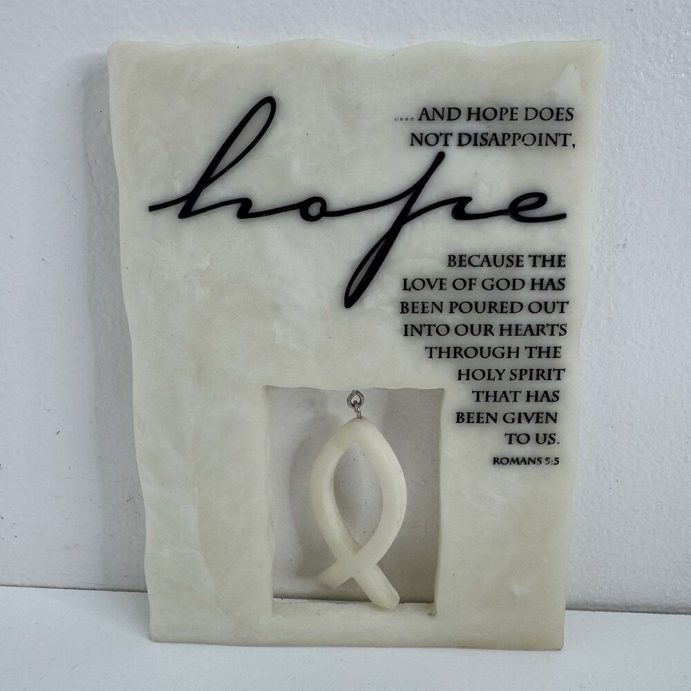 FAITH Hope PLAQUE- PETROS MARBLED STONE - WALL PLAQUE - DICKSONS Fish Romans